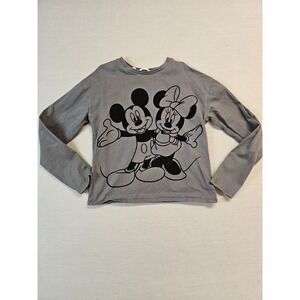 Kids Disney Mickey and Friends Gray Long Sleeve Graphic T Shirt Size 11-12 152cm